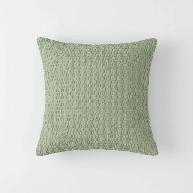 Alilang Woven Textured Decorative Throw Pillow Covers 2 Pack with Chunky Knit Pattern Square Cushion Covers 17.7x17.7in - Green
