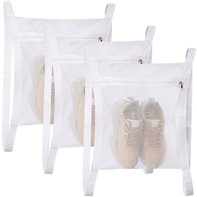 3 Pcs Sneaker Drying Bag, Shoe Dryer Mesh Bags, Sneaker Wash & Dry Net Bag for Dryer, Large HoneyComber Mesh Laundry Bags with Zipper and Strap for Most Dryers Door, 15.7"x13.8"