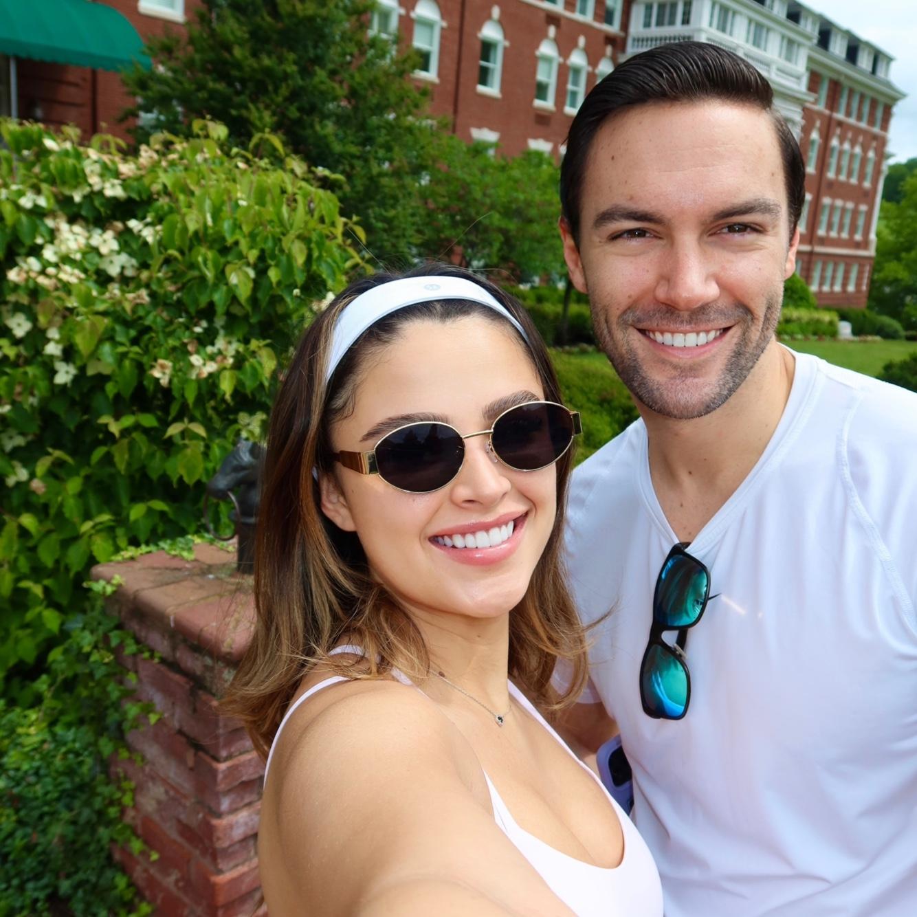 Sofia and Christopher on getaway trip, staying at the beautiful Omni Homestead Resort.