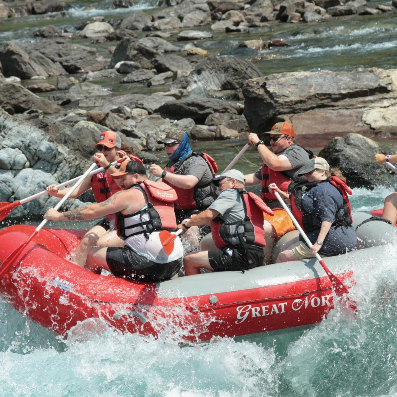 White water  rafting down Flathead river in Montana.