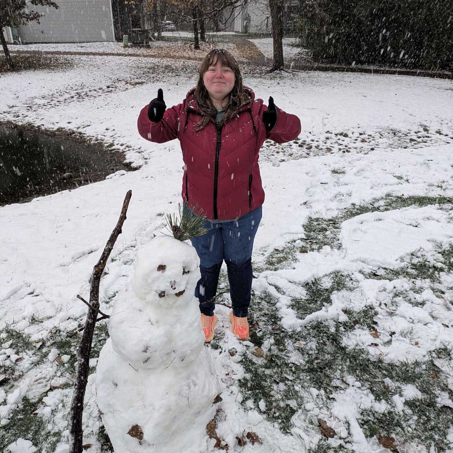 Our first big snow! We made a very large snowman and then beat him up.