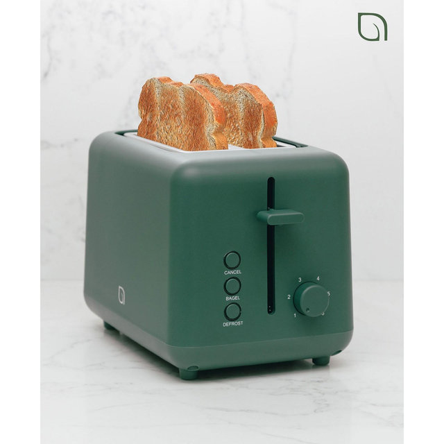Willow Kitchen 2-Slice Toaster with Wide Slots - Perfect for Toast Bagels, Compact Design, Crumb Tray