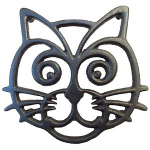 Qtinuous - Cat Trivet - Black Cast Iron - for Kitchen & Dining Table - More than One Makes a Set for Counter, Wall Art or Decoration Accessory - Housewarming & Cat Lover Gifts - 6.6 by 6.3 In