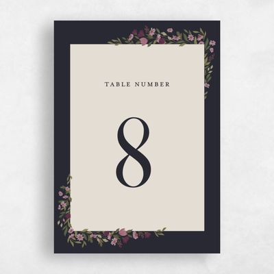 Ebony, Black Wedding Table Number - Florentina