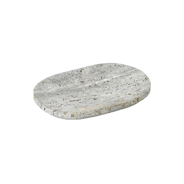 Creative Co-Op Travertine Soap Dish, Grey