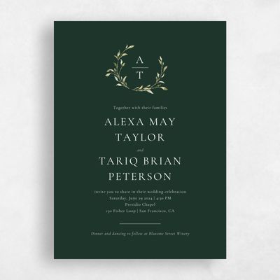 Green Greenery Wedding Invitation - Somerset Portrait