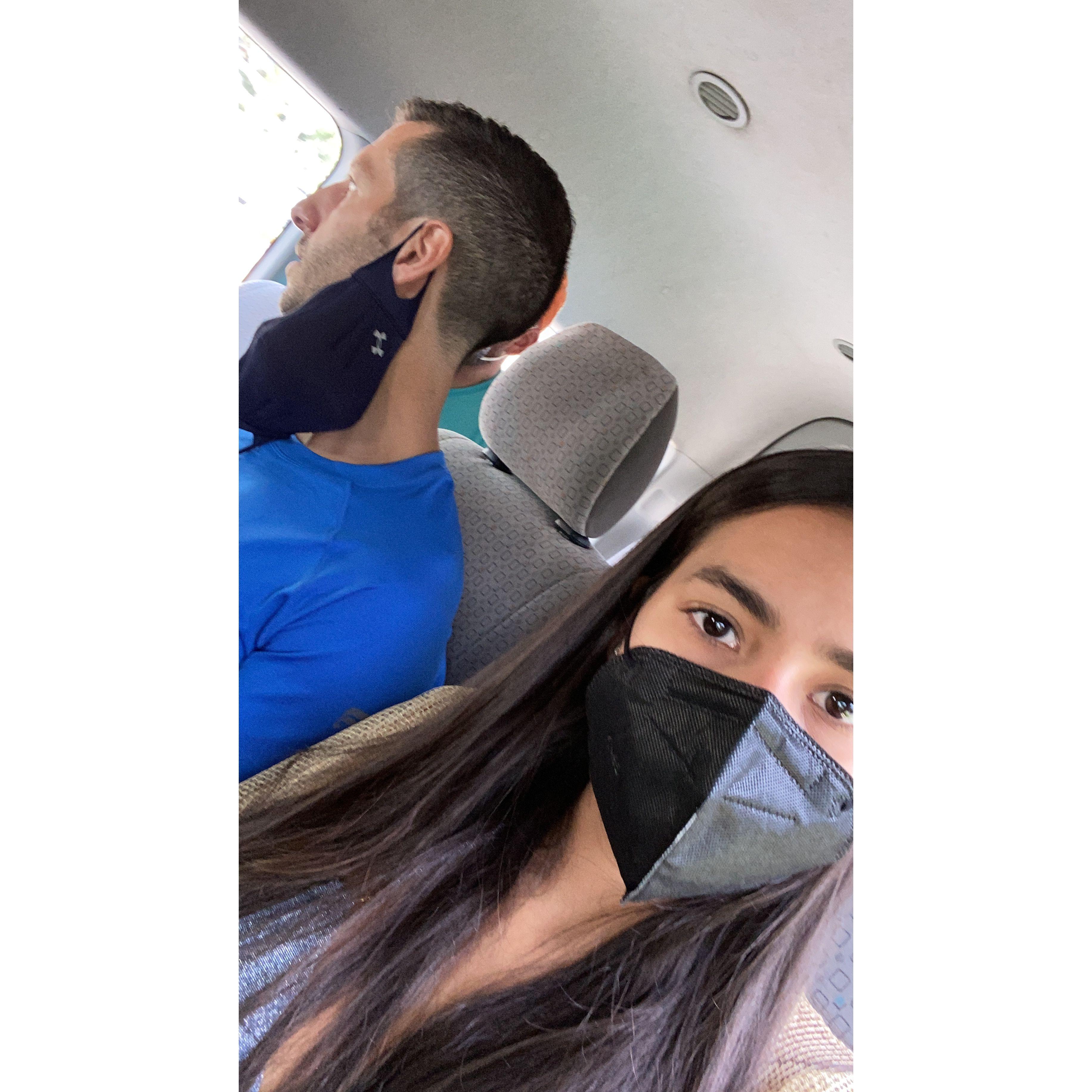 Primer viaje juntos (Cancún) todavía con tapabocas