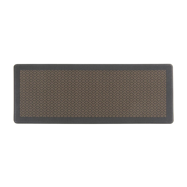 World Rug Gallery Geometric Textline Anti Fatigue Kitchen, Laundry Room, Comfort Indoor Mat, Door Mat - Dark Gray 18"x47"