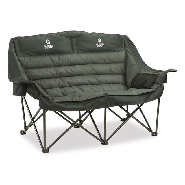 Guide Gear Oversized XL Padded Camping Sofa, Portable, Folding, Large Camp Lounge Couch for Outdoor, Adults, Men and Women, Heavy-Duty 600-lb. Capacity, with Cup Holder