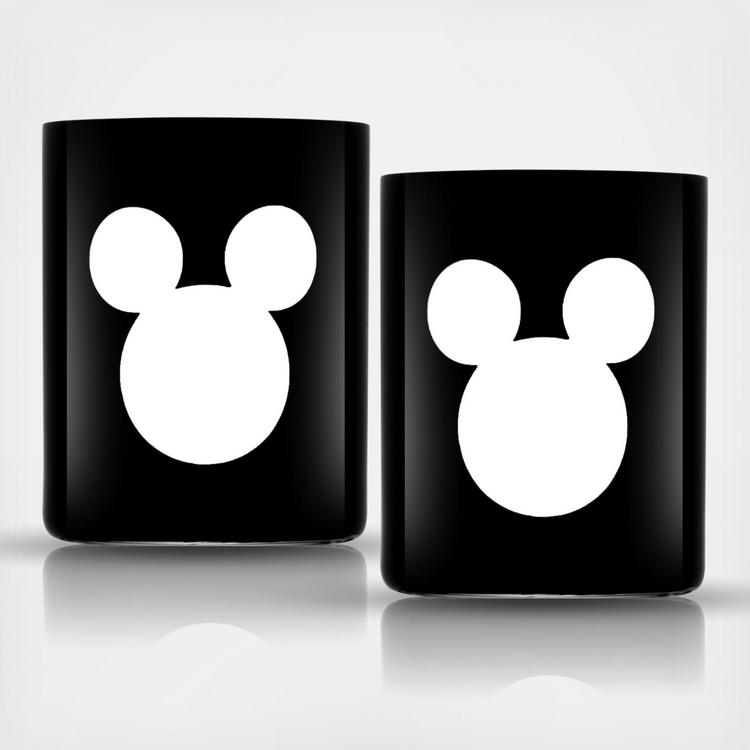JoyJolt Disney Mickey Mouse Glitch Double Wall Glass Mugs - 13.5 oz - Set of 2