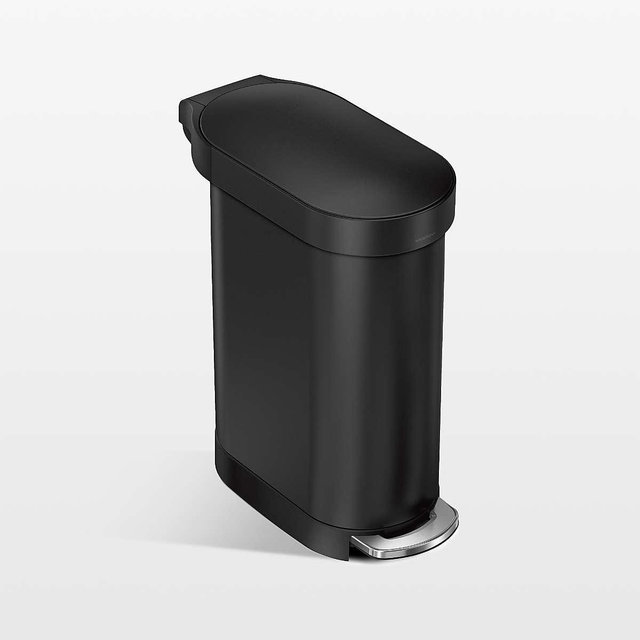 simplehuman ® Matte Black Stainless Steel 45-Liter Slim Step Trash Can