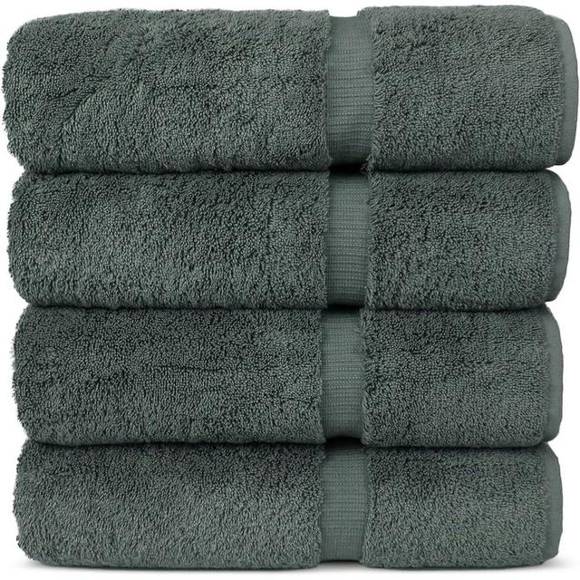 Chakir Turkish Linens 100% Cotton Premium Turkish Towels for Bathroom | 27'' x 54'' (4-Piece Bath Towels - Dark Gray)