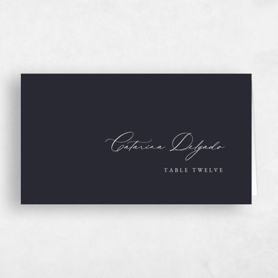 Ebony, Black Wedding Place Card - Mesilla