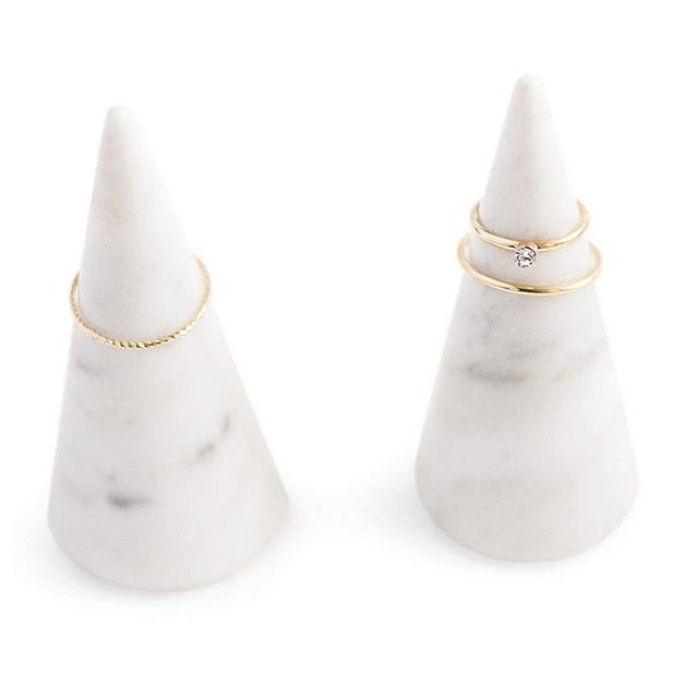 craft monkees Ring Holder Cone Genuine Marble Polished| Ring Jewelry Display Stand (White Marble, 2)