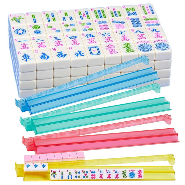 YANMEIYA American Mahjong Tile Set 166 Mahjong Tile Set 1.2-inch American Mahjong Set with 4PCS Mahjong Racks with Pushers