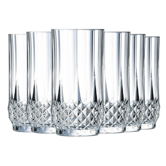 Cristal d'Arques Paris Longchamp Glasses Low 36 cl Set of 6 Krysta Crystal Glass for Water, Juices and Other Softs Shine, Transparency and High Resistance