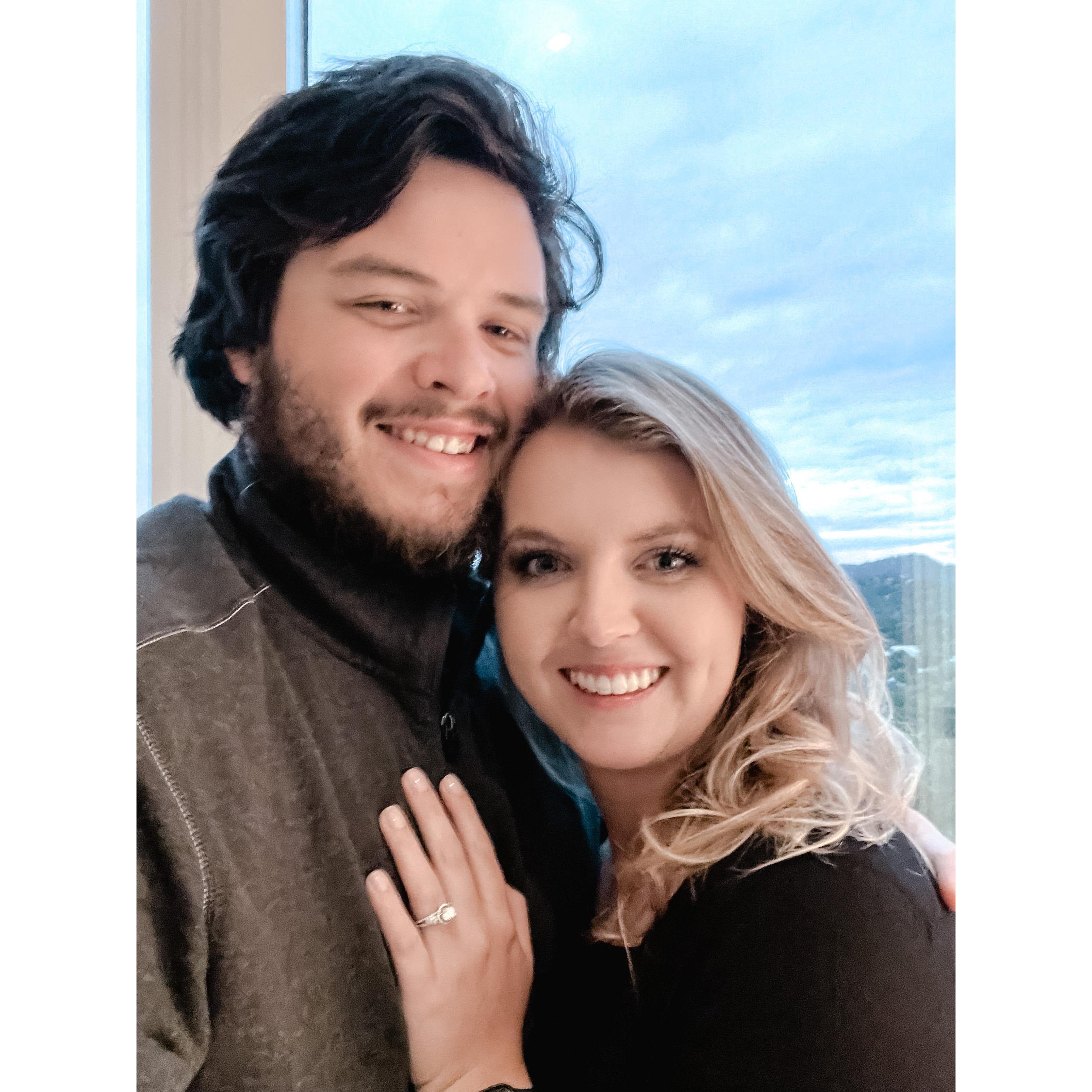 The day we got engaged in Asheville, NC in our incredible hotel room that looked over the entire city.