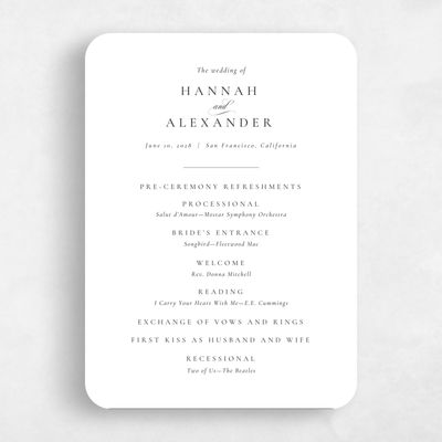 White Rounded Wedding Program - Sloan