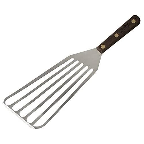 Lamson Jumbo Slotted Turner with Riveted Walnut Handle, 4 x 9 inches