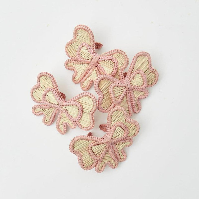 Pink Rattan Napkin Bow (Set of 4)
