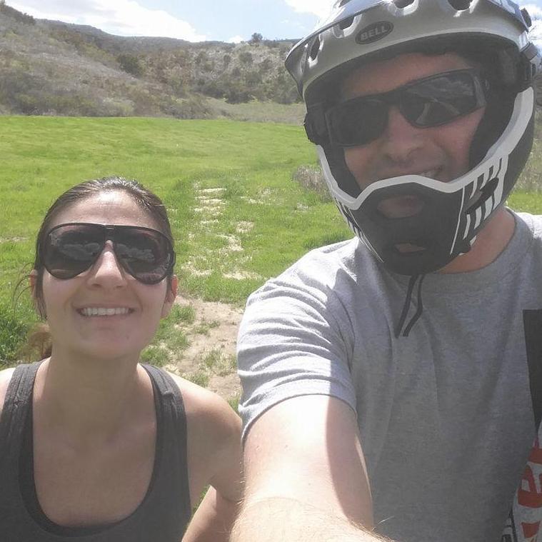 Bike riding near our house.
