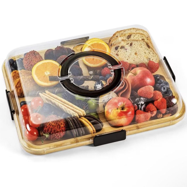 2 in 1 charcuterie board cutting board lid handle portable - Temu