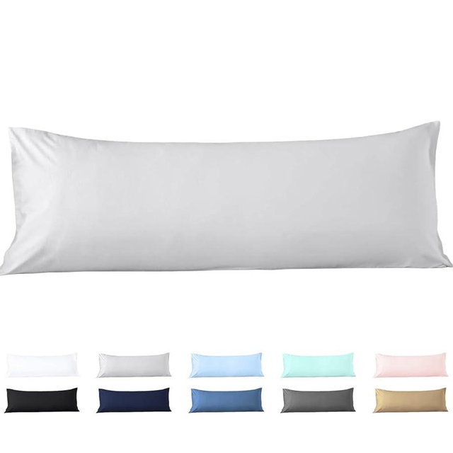 Body Pillow Cover 20x72 Body Pillow Case 100% Egyptian Cotton 600 Thread Count Soft, Skin- Friendly 1 Pack Body Pillowcase with Zipper Closure 20 x 72 Inches, Silver Grey