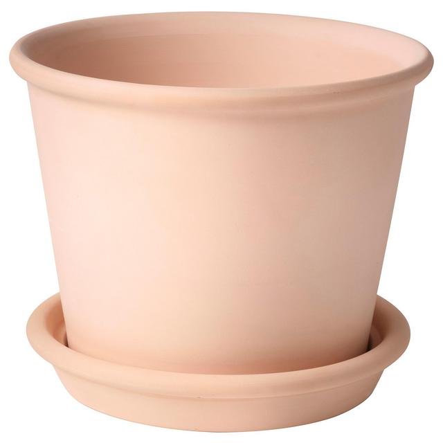 Plant pot with saucer, indoor/outdoor terracotta