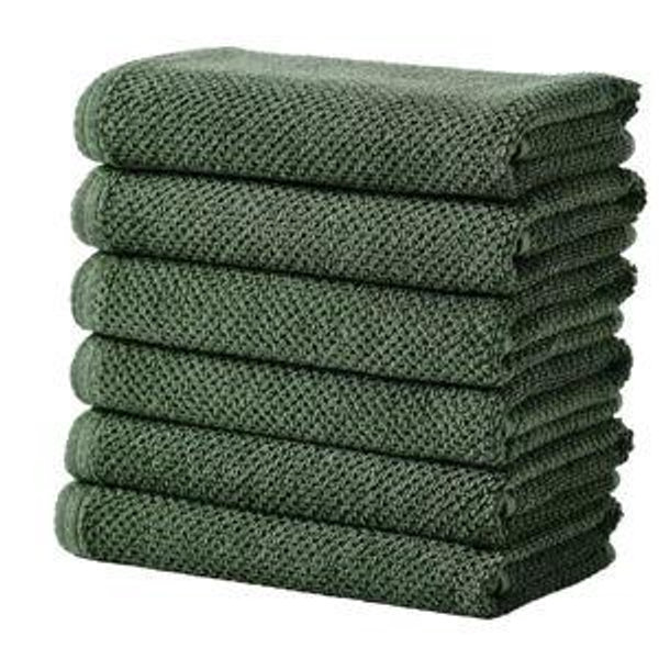 Forest Green Cotton Quick Dry Textured Hand Towels - Great Bay Home