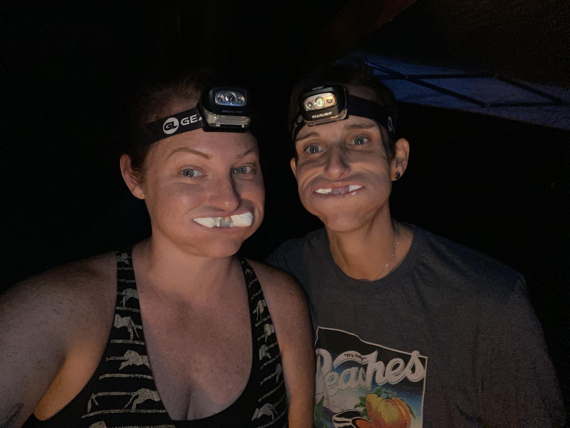 Chubby bunny, a camping tradition! Ashley is reigning champ. 🐰