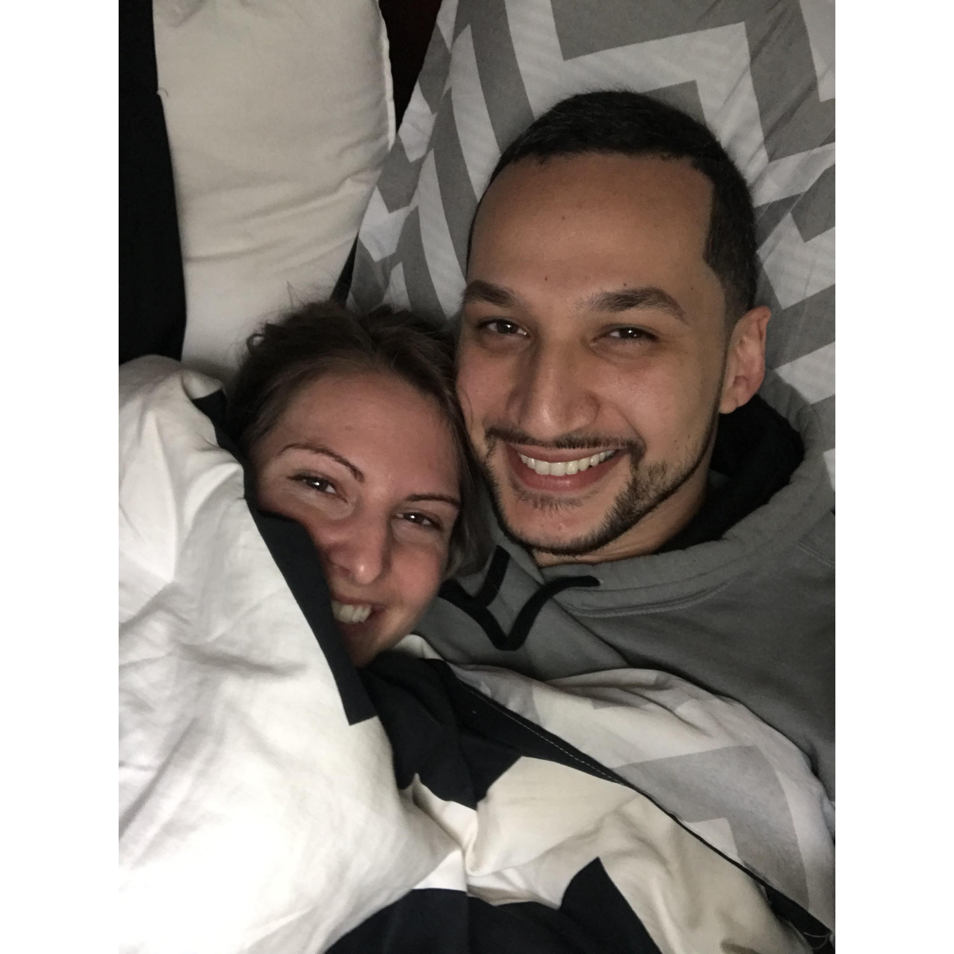 Snuggle sesh in Tal's bed. We love Massachusetts sleepovers!