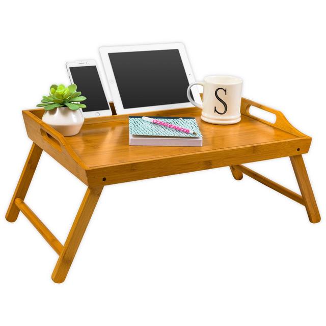 Media Bed Tray Lap Desk, Natural Bamboo