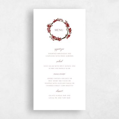 Passion Red Wedding Menu - Allamia