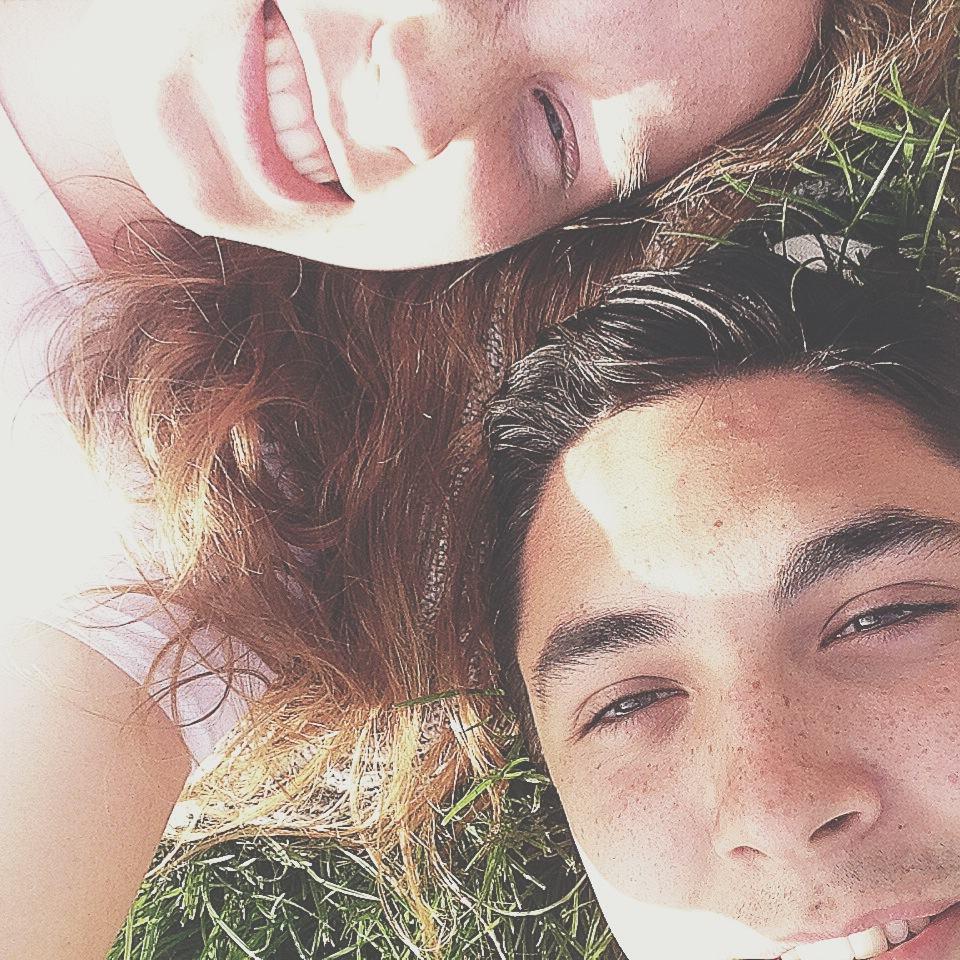 Laying in the field of Maize's elementary school during our first trip to Roberts Creek together in 2014.