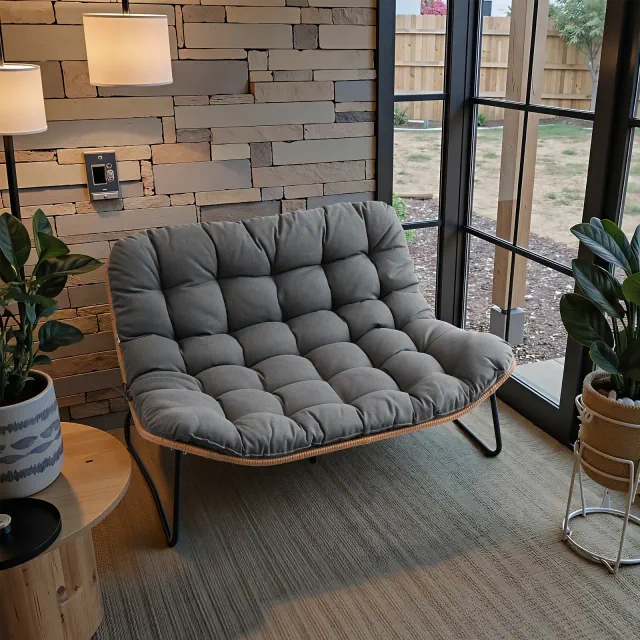 Crestlive Products Outdoor Patio Loveseat All-Weather Rattan With Soft Cushions For Balcony Poolside Gray