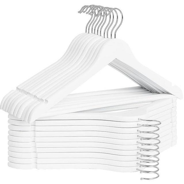 StorageWorks White Wood Hanger, Natural Wood Hangers 20 Pack, White Wooden Hangers for Closet, Wooden Coat Hangers for Coats, Shirts, Bridesmaid Suits, Wedding Dress