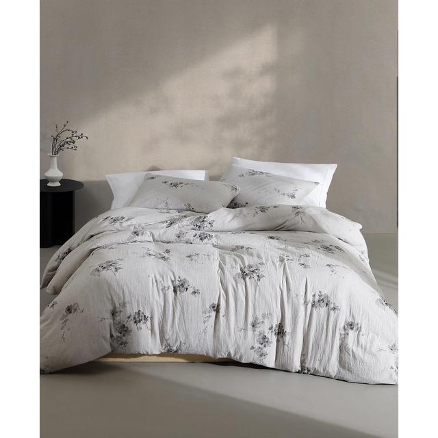 Calvin Klein Aquarelle Floral Cotton Melange Gauze 3 Piece Comforter Set, King