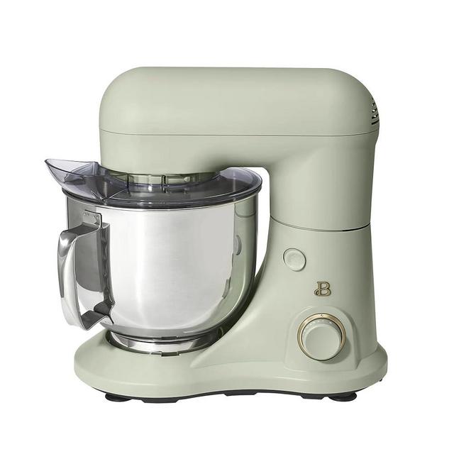 Beautiful 5.3 Qt Stand Mixer with Tilt-Head, Lightweight & Powerful, 12 Speed Settings, 300W Motor, Includes Beater, Whisk, Dough Hook & Splash Shield by Drew Barrymore (Sage Green)