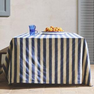 Cotton tablecloth with a colored stripe design (59 x 98,5 ")