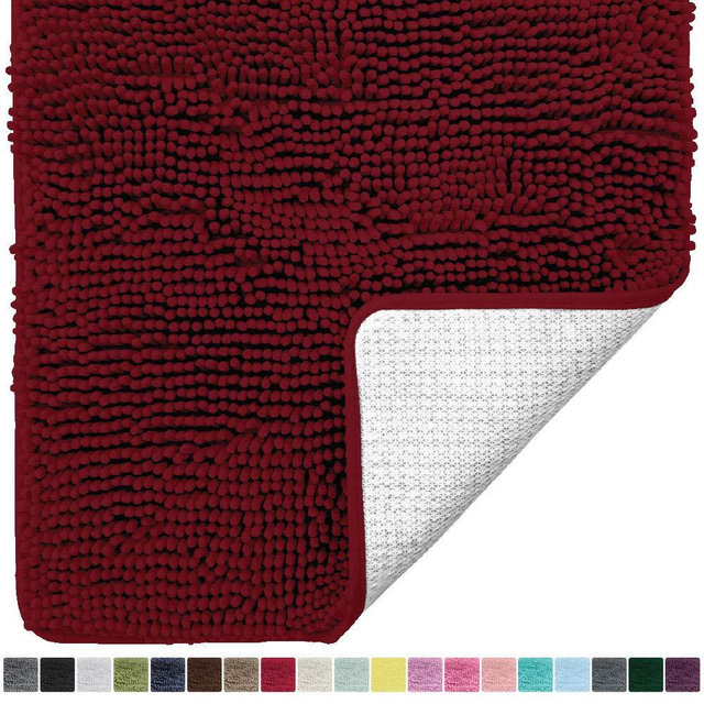Gorilla Grip Original Luxury Chenille Bathroom Rug Mat, 30x20, Extra Soft and Absorbent Shaggy Rugs, Machine Wash Dry, Perfect Plush Carpet Mats for Tub, Shower, and Bath Room, Burgundy