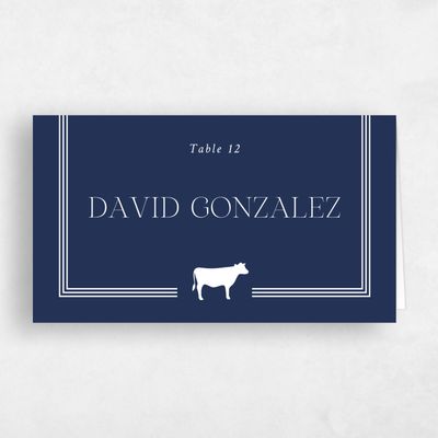 Midnight Blue Wedding Place Card - Teagan Beef