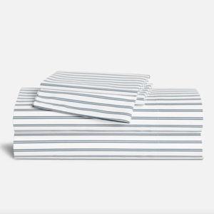 Classic Percale Core Sheet Set - Queen Tandem Stripe in Storm