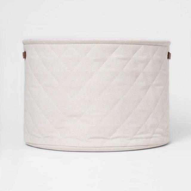 Large Round Quilted Bin - Cloud Island™ Beige