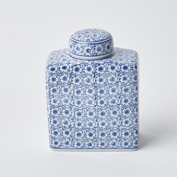 Square Floral Print Ginger Jar