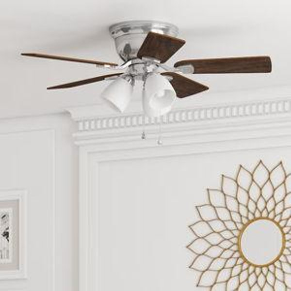 Harbor Breeze Centreville 42-in Flush Mount Brushed Nickel with Nutmeg/cocoa Blades Ceiling Fan With Light ( 5 -Blade )