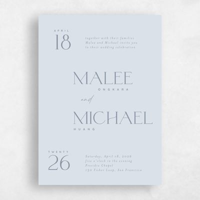 Blue Whisper Wedding Invitation - Buenos Portrait