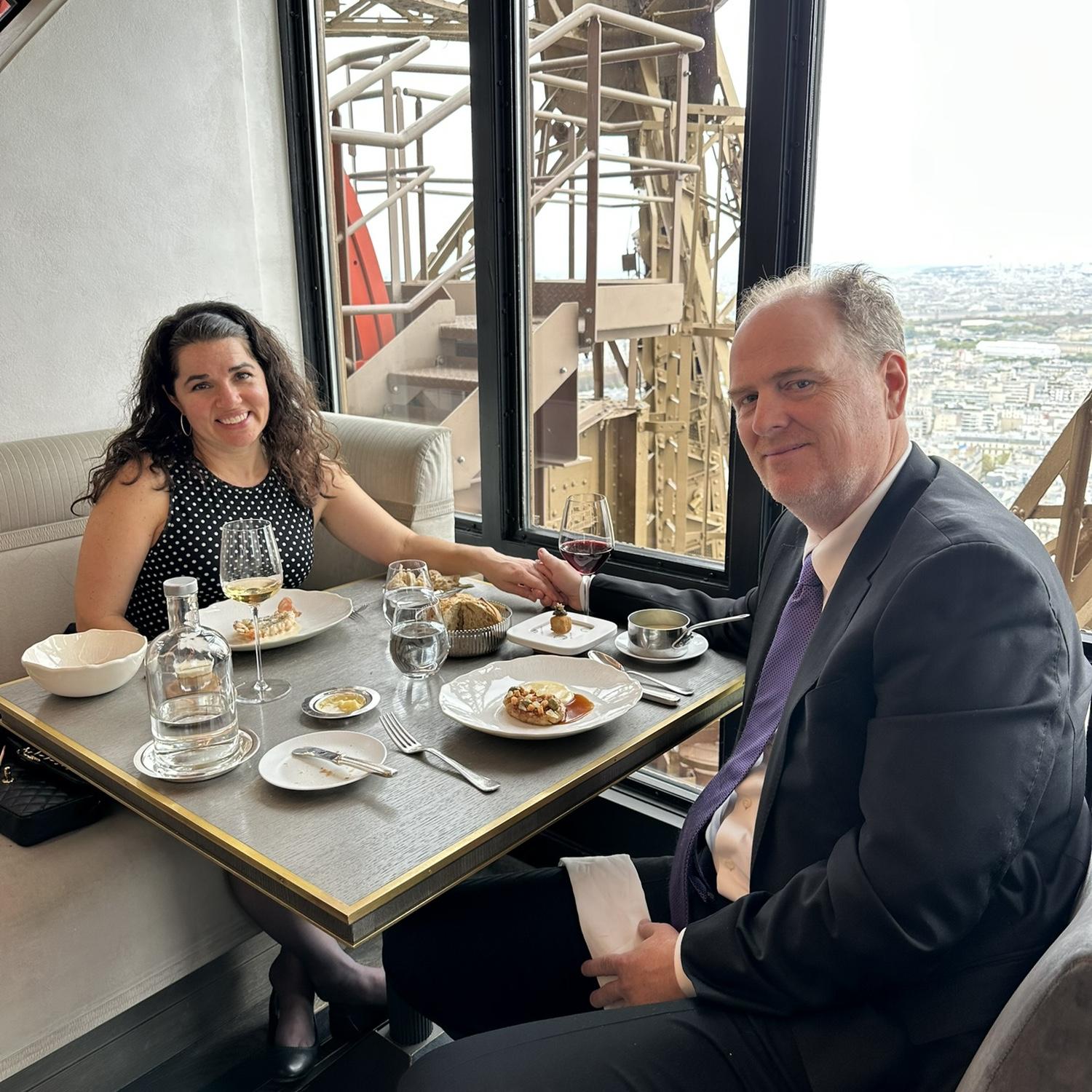 At Jules Verne restaurant in the Eiffel Tower