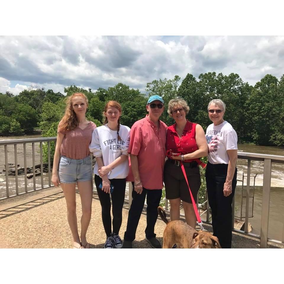 Megan, Allison, Greg, Jennifer, Jennifer’s Mom Cynthia and Cooper, June, 2017