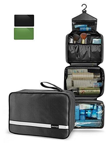 Hanging Toiletry Bag | Compact Travel Toiletry Bag for Men/Women | Foldable Mens Hygiene Bag with 4 Compartments| Waterproof Travel Bathroom Bag.(Black)