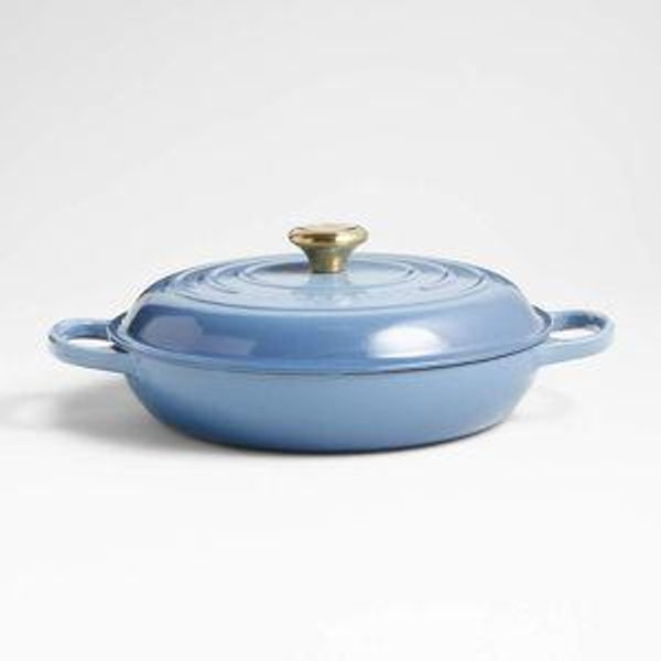 Le Creuset Signature 3.5-Qt. Chambray Enameled Cast Iron Braiser + Reviews | Crate & Barrel